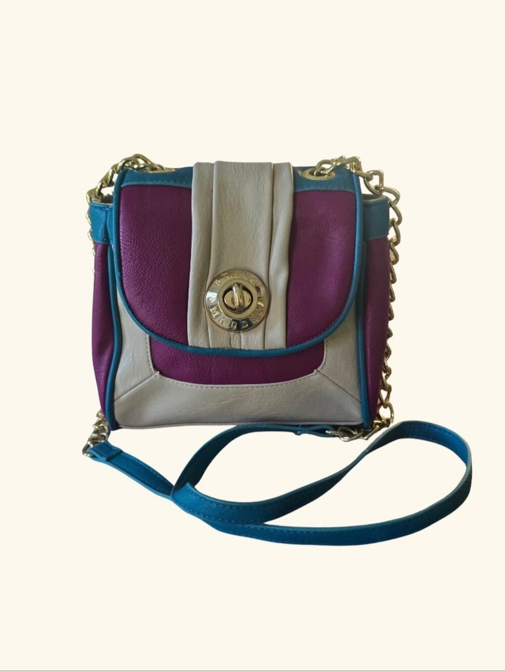 Steve Madden Crossbody Bag Multi Colorblock Faux Leather Shoulder Purse